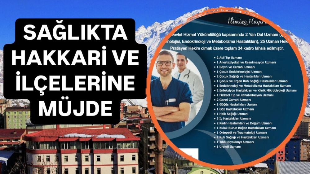 Vali açıkladı Hakkari’ye 25 uzman  34 hekim kadrosu tahsis edildi