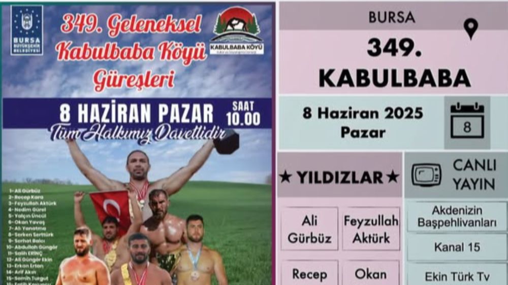 349.Bursa Mustafakemalpaşa  Kabulbaba Yağlı pehlivan Güreşleri 8 Haziran’da Yapılacak Başpehlivan kim olacak canlı yayın 