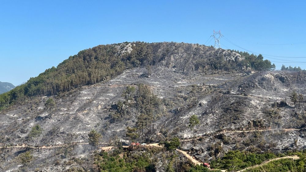 Alanya Kızılalan'da çıkan yangın yaklaşık 10 saat sonra kontrol altına alındı
