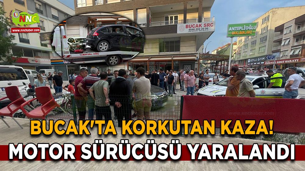 Bucak'ta korkutan kaza! Motor sürücüsü hastaneye kaldırıldı