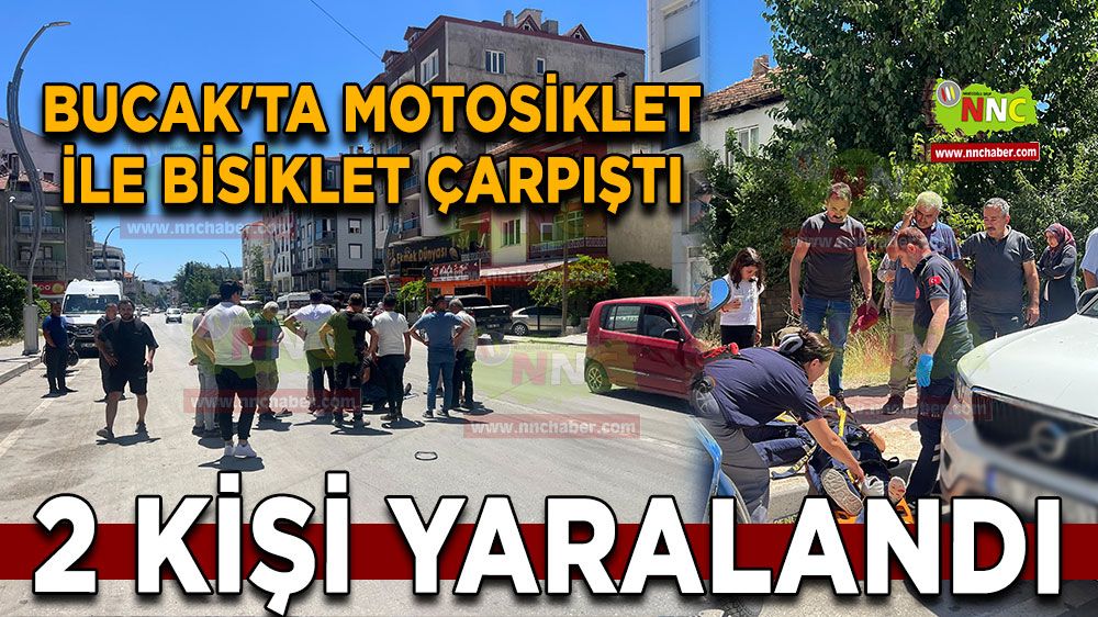Bucak'ta motosiklet ile bisiklet çarpıştı 2 kişi yaralandı