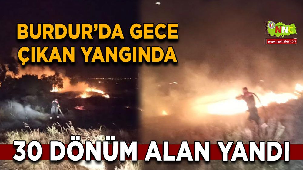 Burdur’da gece çıkan yangında 30 dönüm alan yandı