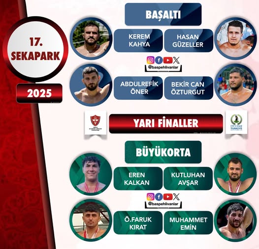 CW Enerji YGL 3. Etap Kocaeli 2025 17. Sekapark Yağlı Güreşleri'nde Büyük Orta ve Başaltı'nda Yarı Finalistler Belli Oldu!