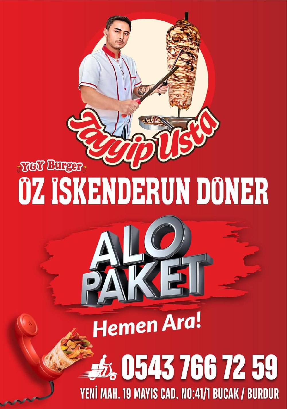 Hatay dürüm ve tombul ayran sadece 110 TL Engellilere gel al ücretsiz