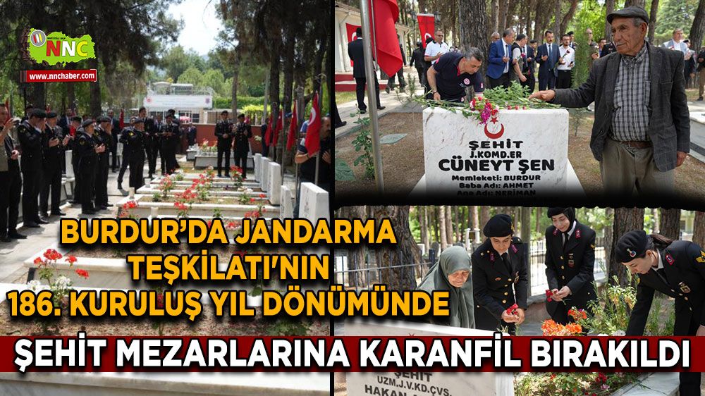 Jandarma Teşkilatı'nın 186. kuruluş yıl dönümünde şehit mezarlarına karanfil bırakıldı