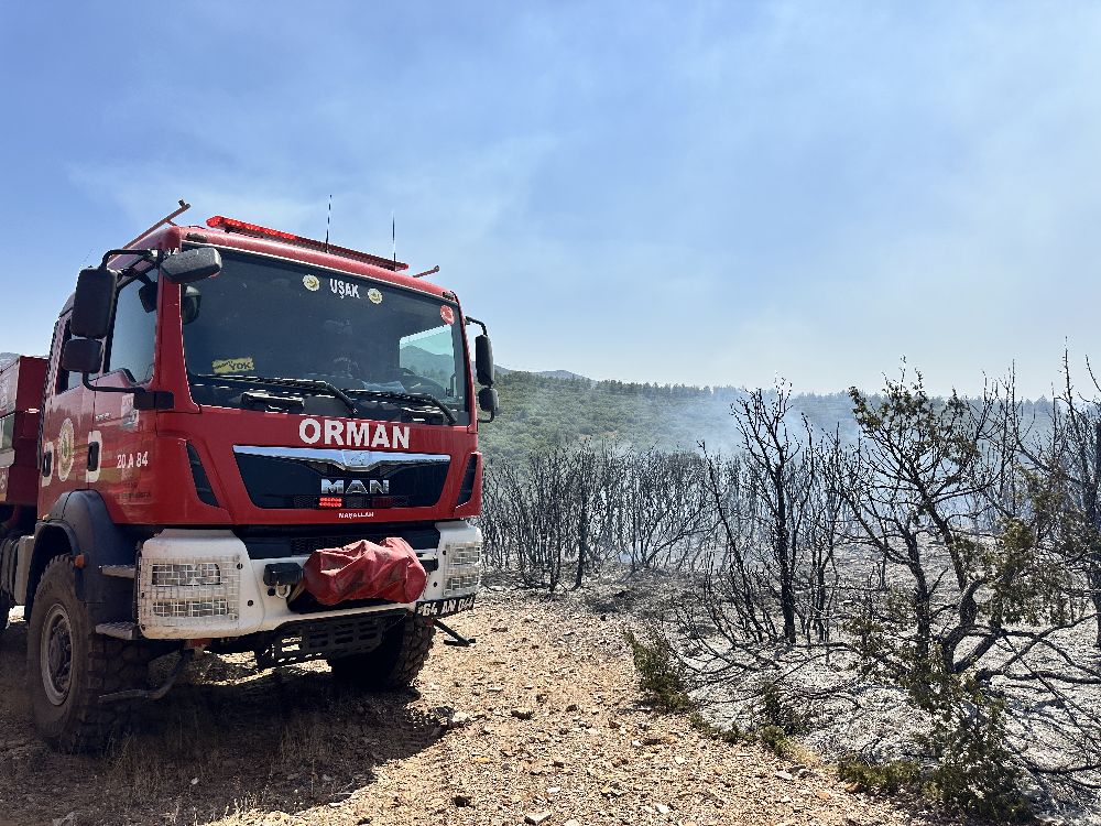 Uşak’ta tarım arazisinde çıkan yangın makilik alama sıçradı