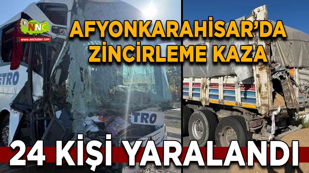 Yolcu otobüsü ve tırın da karıştığı zincirleme kazada 24 kişi yaralandı