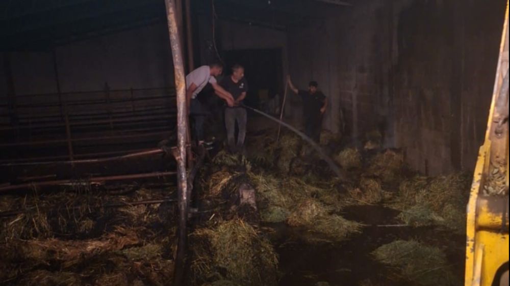 3 kamyon saman yandı