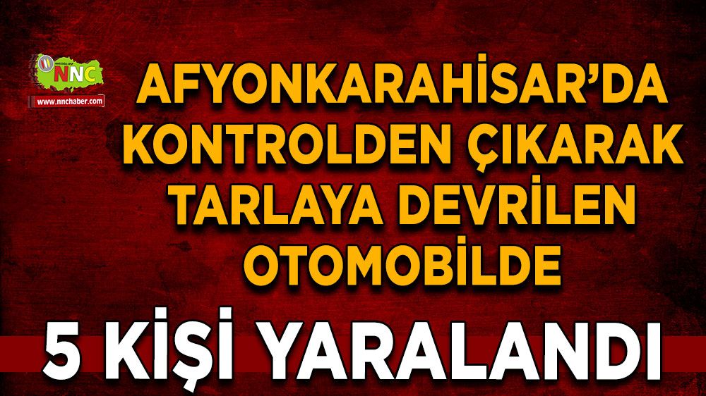Afyonkarahisar 'da tarlaya devrilen otomobilde 5 kişi yaralandı