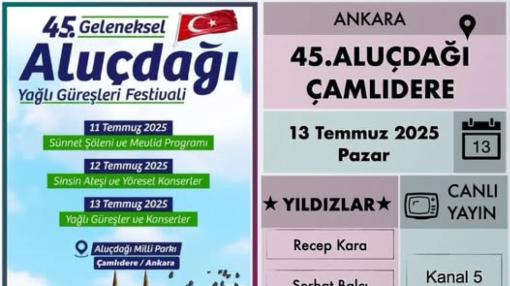 Ankara'da Güreş Heyecanı 45. Çamlıdere Aluçdağı Yağlı Pehlivan Güreşleri Bugün Yapılıyor Başpehlivan kim olacak 
