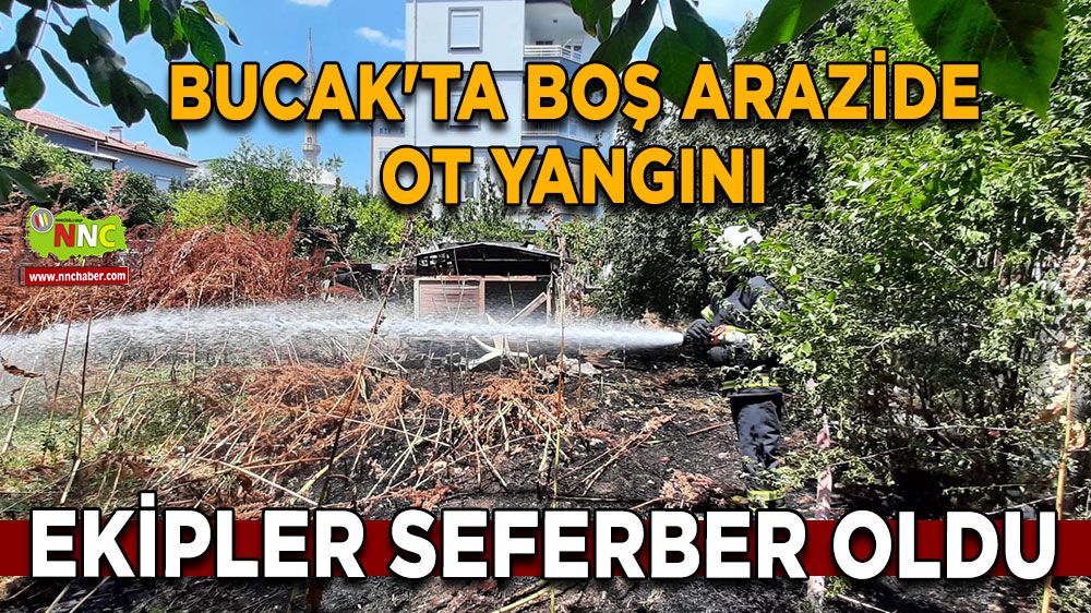 Bucak'ta boş arazide ot yangını