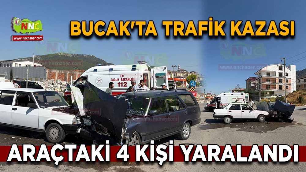 Bucak'ta trafik kazası Araçtaki 4 kişi yaralandı
