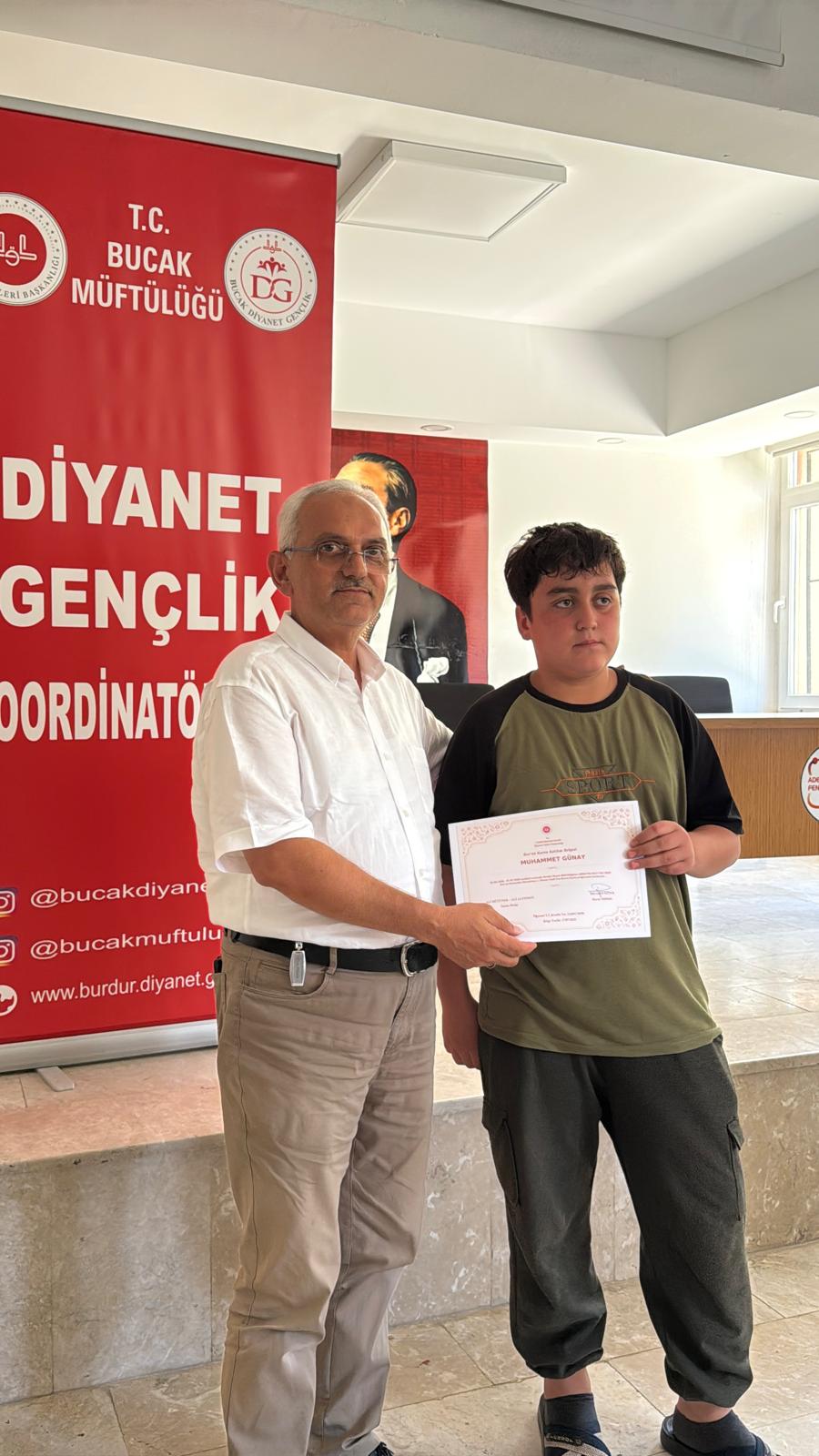 Bucak’ta Yatılı Yaz Kur’an Kursları sertifika töreniyle sona erdi