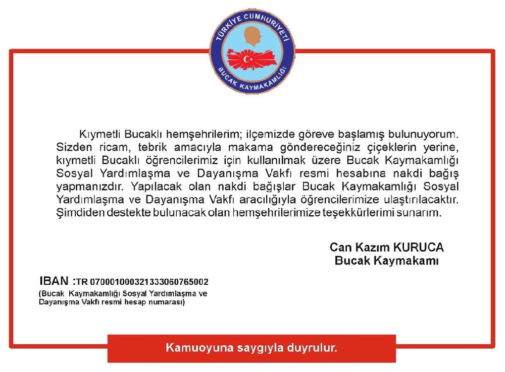 Dönemini dereceyle bitiren çalışkan Kaymakam Bucak'ta göreve hızlı başladı! Anlamlı çağrıda bulundu