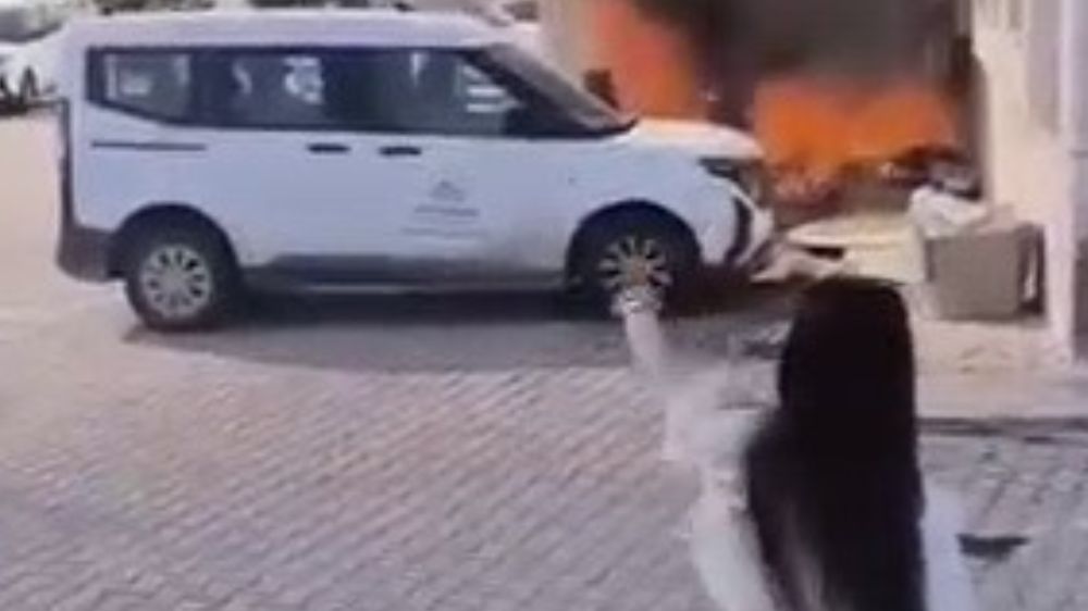 Kurum bahçesinde çıkan yangın paniğe neden oldu