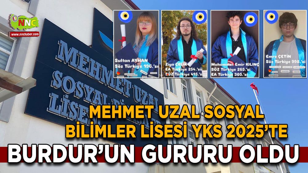 Mehmet Uzal Sosyal Bilimler Lisesi YKS 2025’te Burdur’un gururu oldu