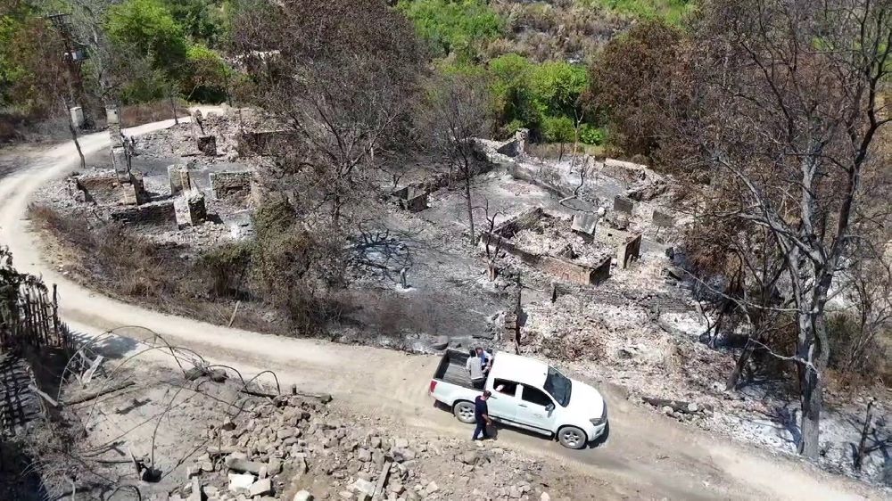 Orman yangınında köyün bir mahallesi yok oldu