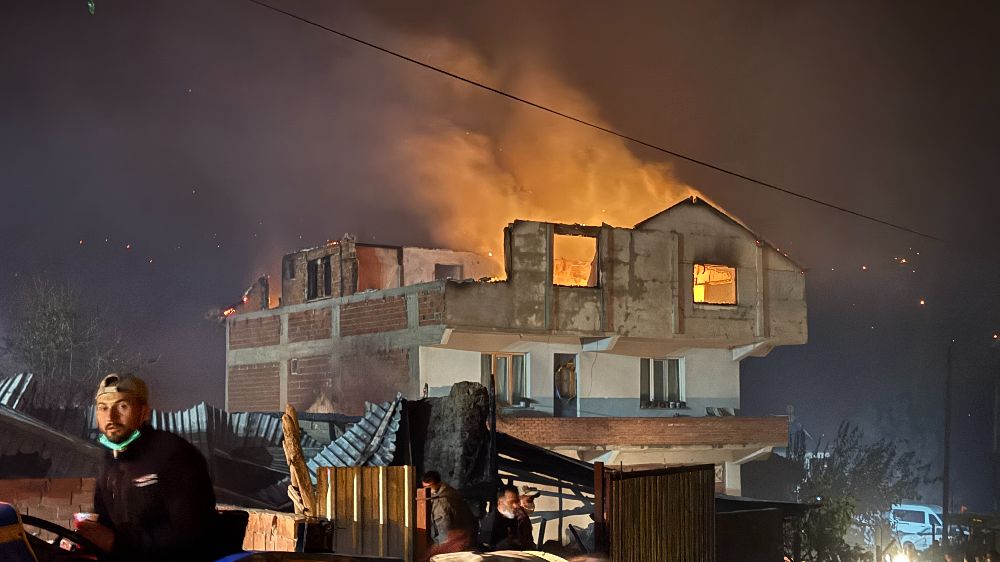 Sakarya Geyve'de Orman yangının sıçradığı mahallede 3 ev kül oldu