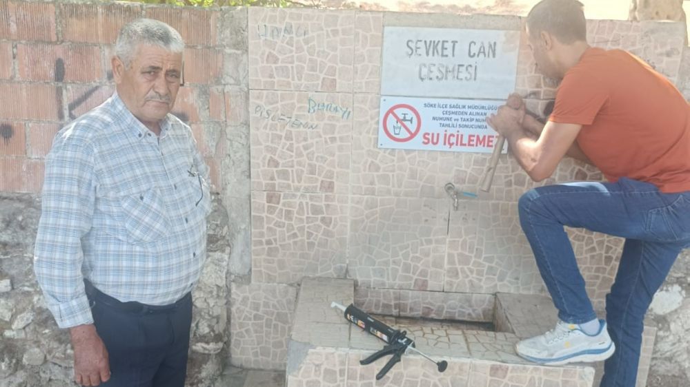 Söke’de bazı halk çeşmelerine "Su içilemez" uyarısı