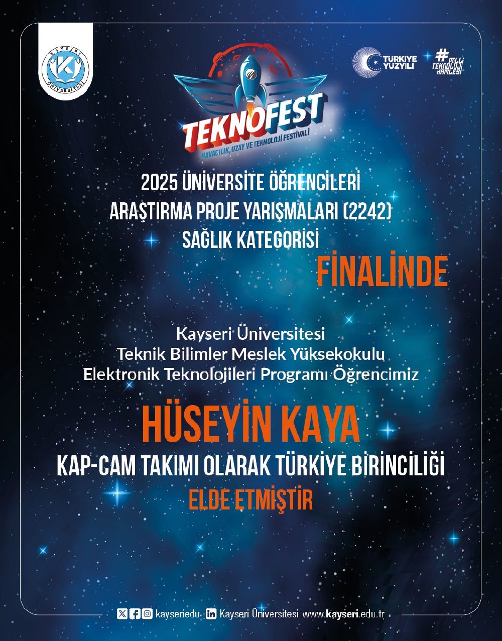 TEKNOFEST 2025 Sağlık Kategorisi Türkiye Birinciliği Kayseri Üniversitesi'nden