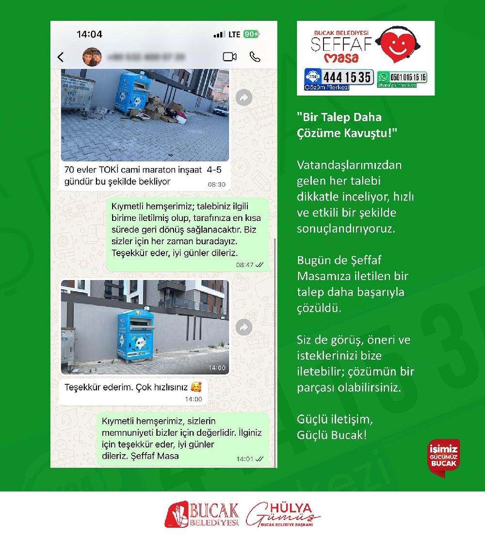 Bucak Belediyesi’nden şeffaf masa ile hızlı çözüm