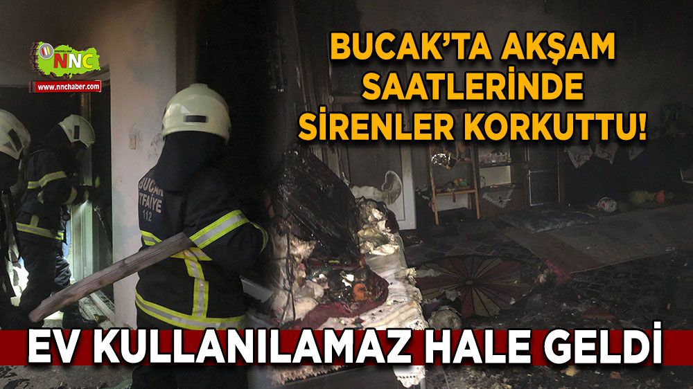 Bucak’ta akşam saatlerinde sirenler korkuttu! Ev kullanılamaz hale geldi