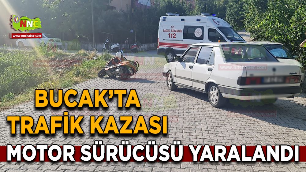 Bucak'ta Motor ile Taksinin karıştığı kazada Motor sürücüsü yaralandı 