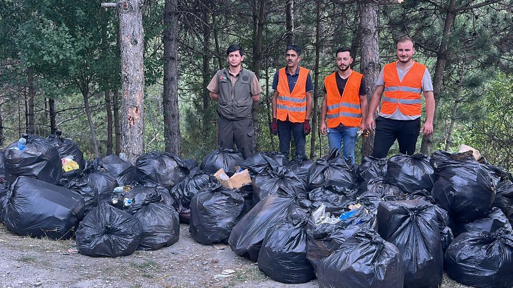 D100 karayolunun yanındaki ormandan 200 torba çöp çıktı