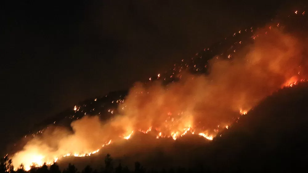 Denizli Pamukkale Orman yangınına Müdahale gecede devam ediyor