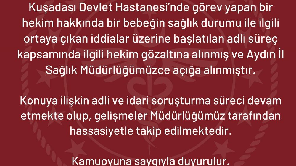 İl Sağlık Müdürlüğü’nden Kuşadası’ndaki bebek iddiasıyla ilgili açıklama