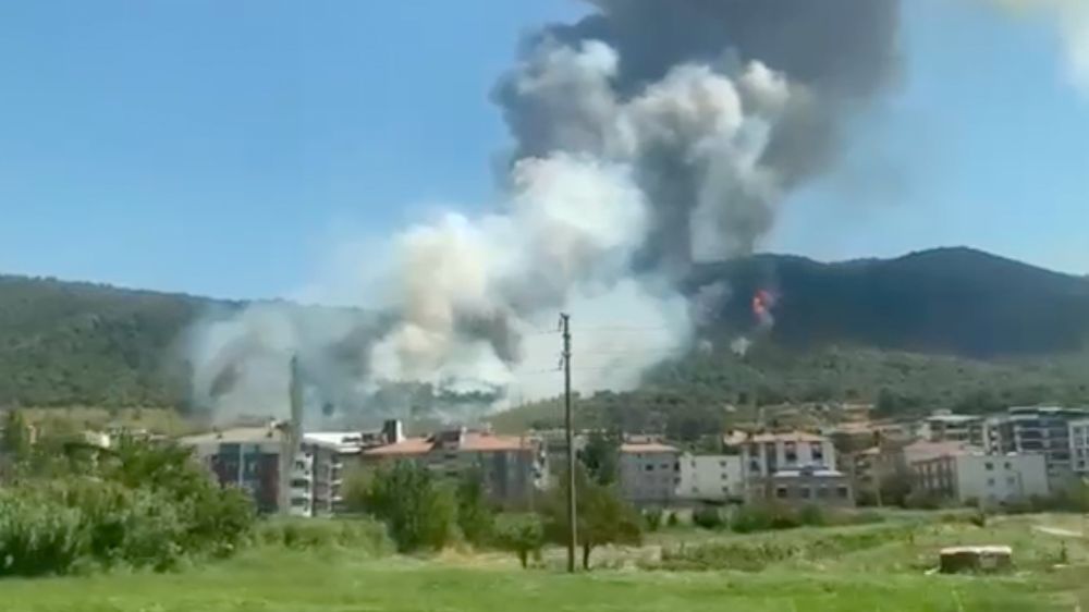  Soma'da ormanlık alanda dumanlar yükseliyor