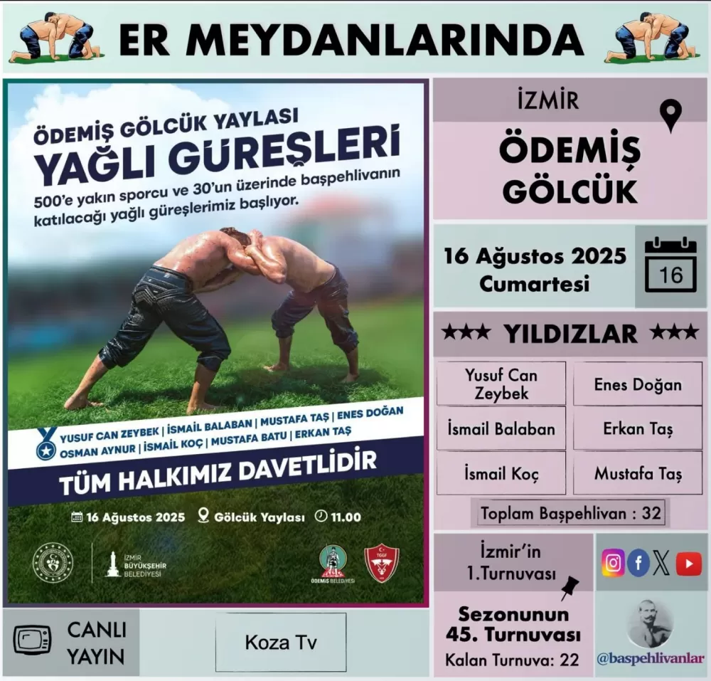 İzmir Ödemiş Gölcük Yağlı Güreşleri 16 Ağustos’ta Yapılacak! Başpehlivan kim olur