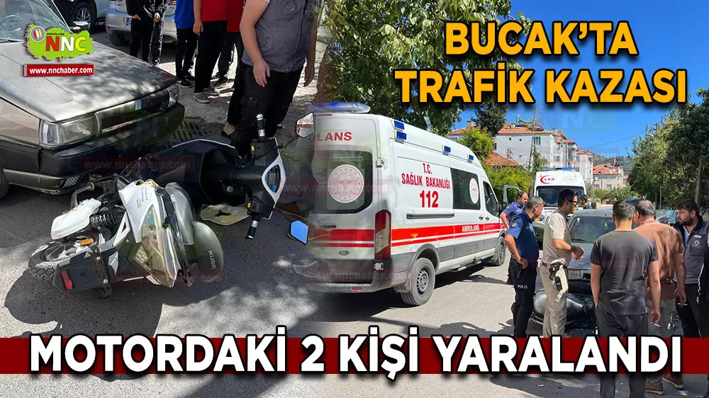 Bucak'ta trafik kazası Motordaki 2 kişi yaralandı