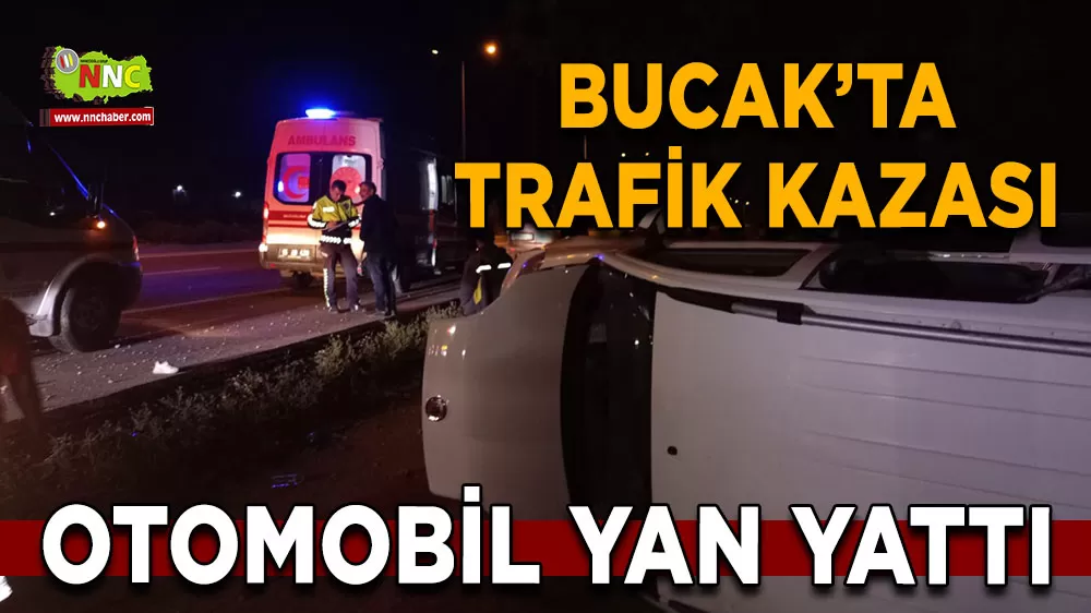 Burdur-Antalya yolunda otomobil yan yattı