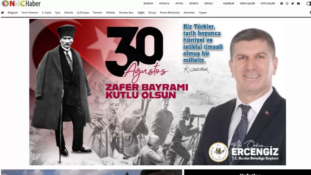Burdur Belediyesi 30 Ağustos Zafer Bayramı Banner