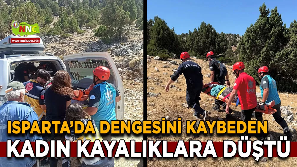 Isparta'da dengesini kaybeden kadın kayalıklara düştü