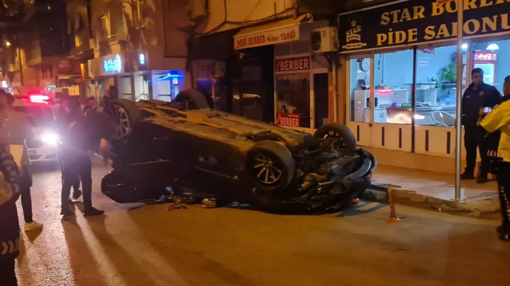 Takla atan otomobilde şans eseri ölen ya da yaralanan olmadı