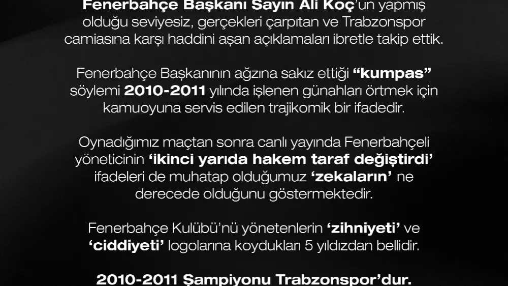 Trabzonspor Başkanı Ertuğrul Doğan’dan sert açıklama