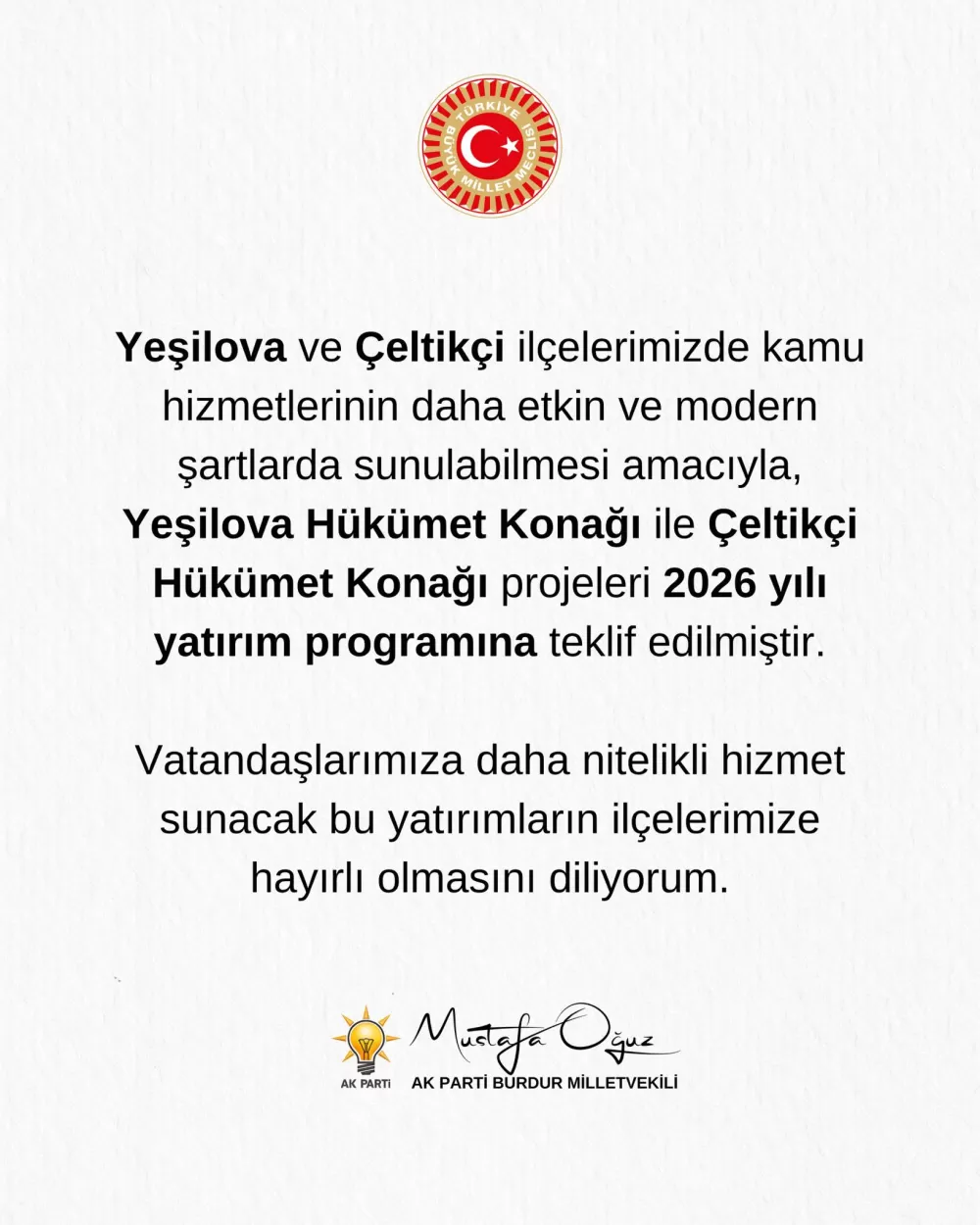 Burdur’a çifte yatırım müjdesi! İki ilçeye yeni hükümet konağı geliyor