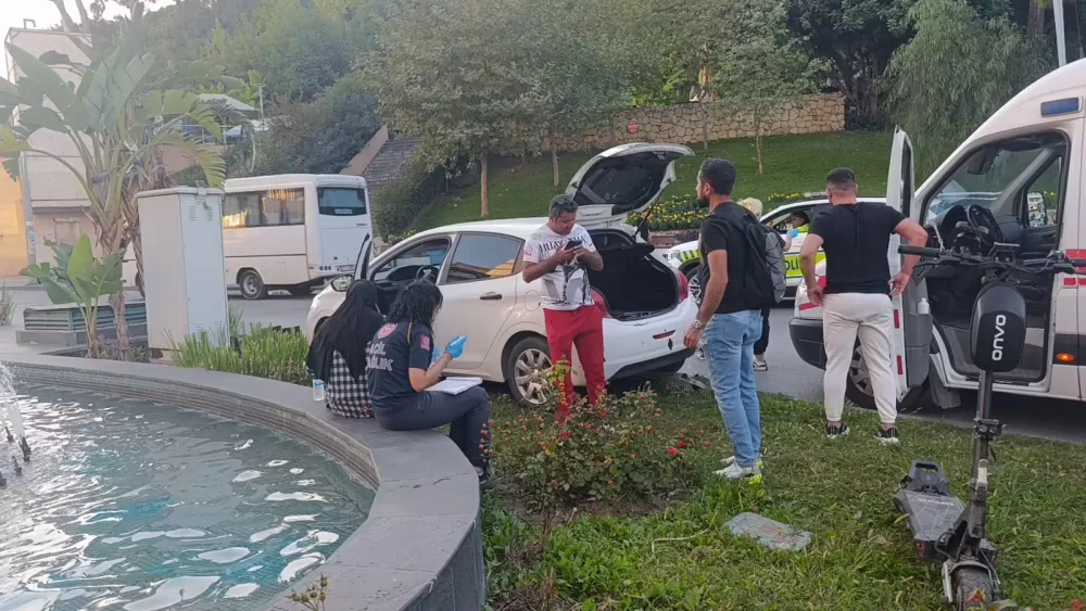 Otomobil refüje çıkıp sinyalizasyon direğini devirdi