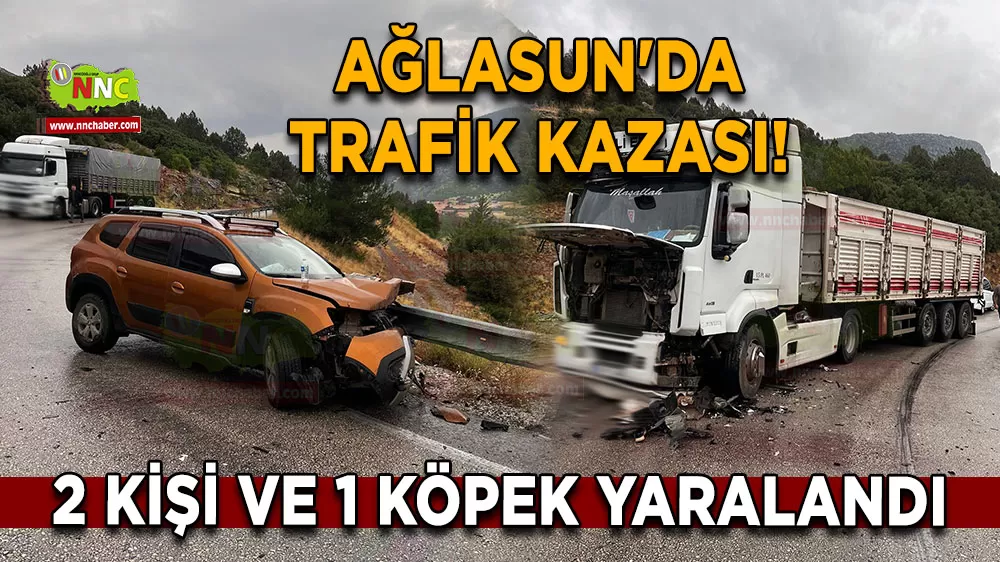 Ağlasun'da trafik kazası! 2 kişi ve 1 köpek yaralandı