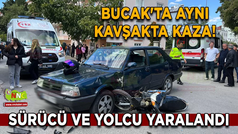 Bucak'ta aynı kavşakta kaza! Motordaki 2 kişi yaralandı