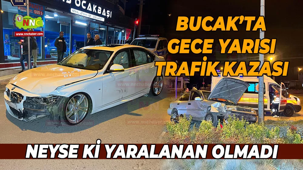 Bucak'ta gece yarısı korkutan kaza! Neyse ki yaralanan yok