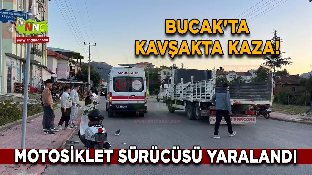 Bucak'ta kavşakta kaza! Motosiklet sürücüsü yaralandı