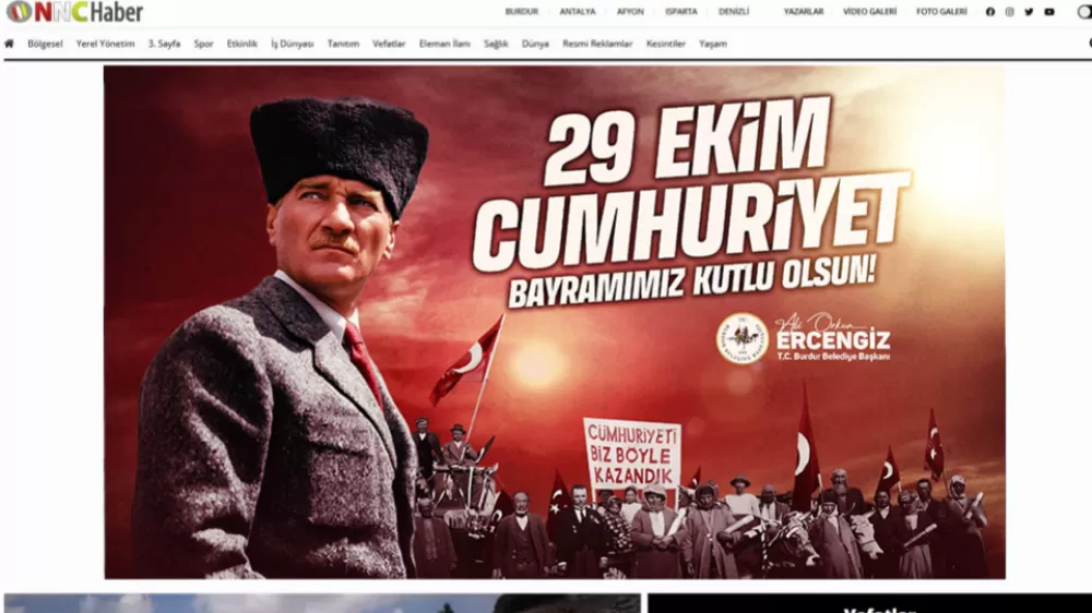 Burdur Belediyesi 29 Ekim Cumhuriyet Bayramı Banner