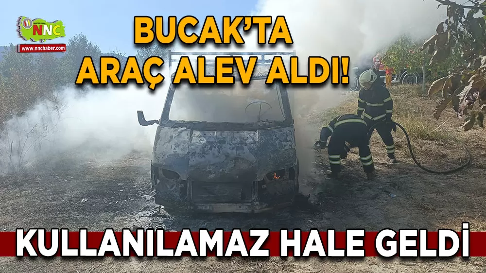 Burdur Bucak’ta araç alev aldı! Kullanılamaz hale geldi