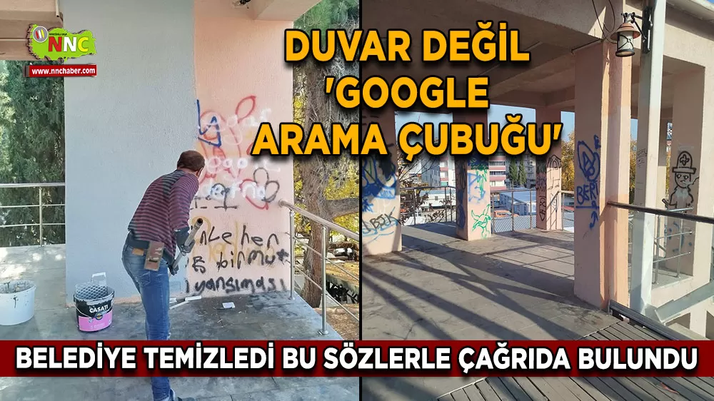 Burdur Belediyesi'nden tren garı üst geçidi duvar temizliği