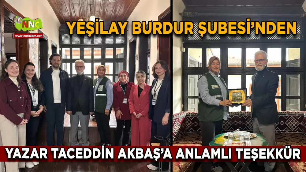 Yeşilay Burdur Şubesi’nden Yazar Taceddin Akbaş’a teşekkür plaketi