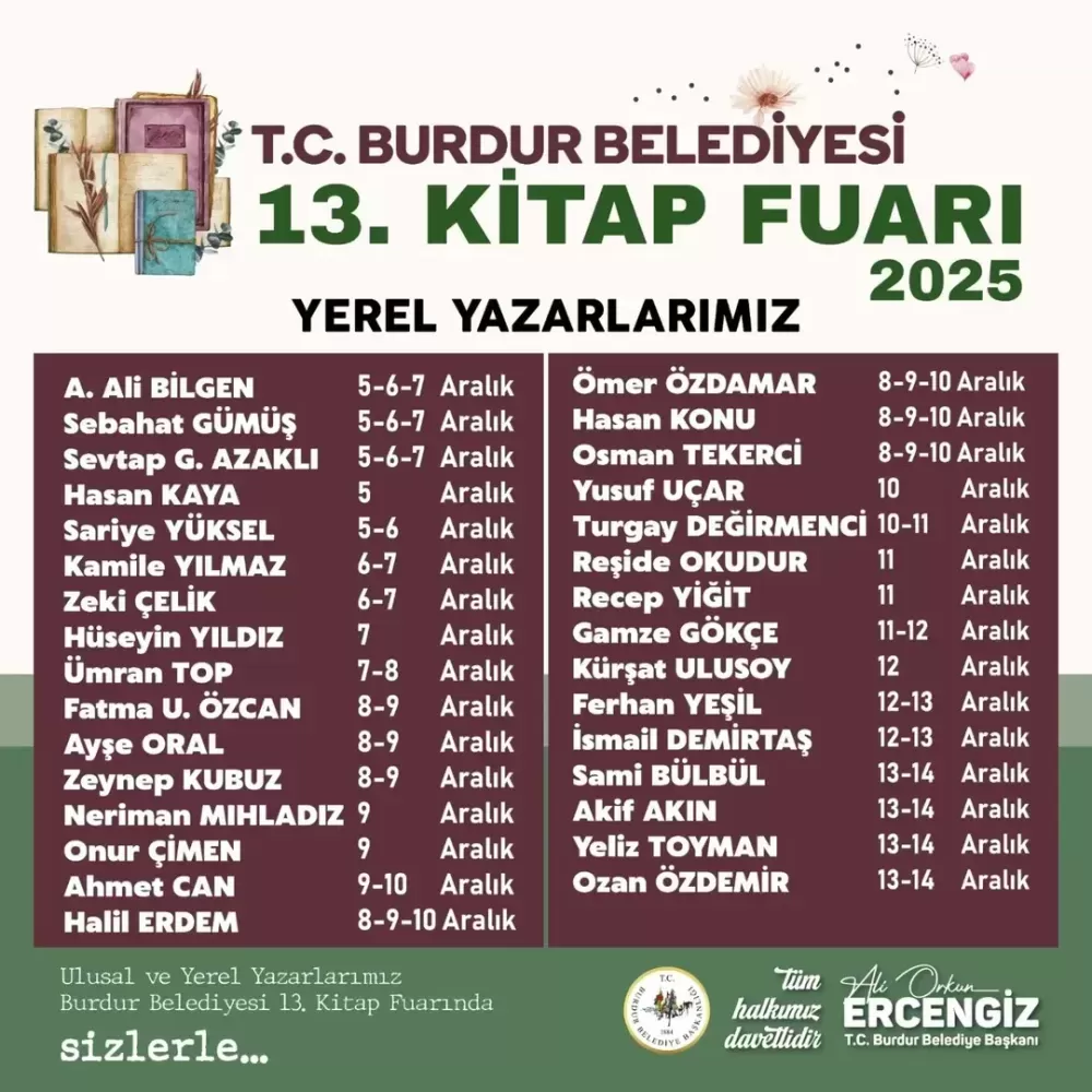 Burdur 13. Kitap Fuarı 5 Aralık’ta başlıyor 10 Gün boyunca kitap şöleni