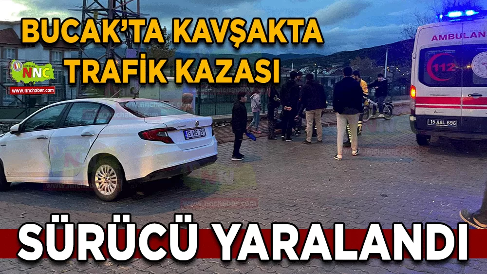 Bucak'ta kavşakta otomobille motosikletin karıştığı kaza